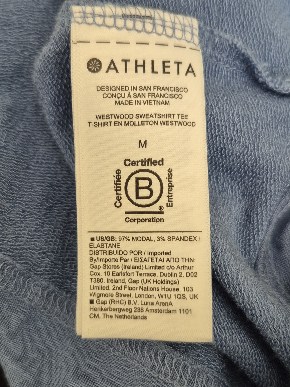 Athleta Westwood Sweatshirt Tee Polo Shirt Blue Womens Sz M - Picture 13 of 14
